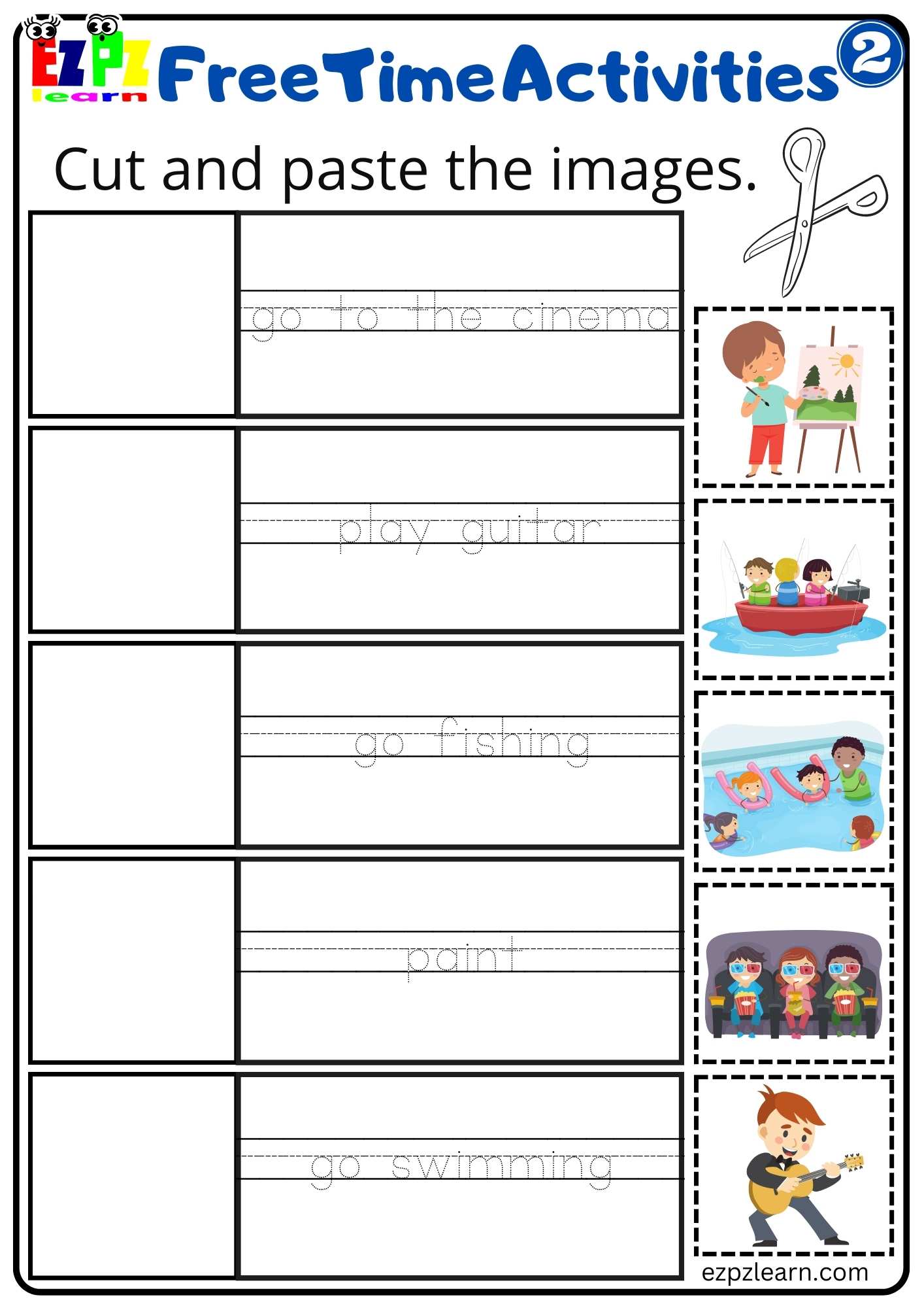 Cut and Paste Activity for Children and ESL Students PDF Download Free Time Activities G2
